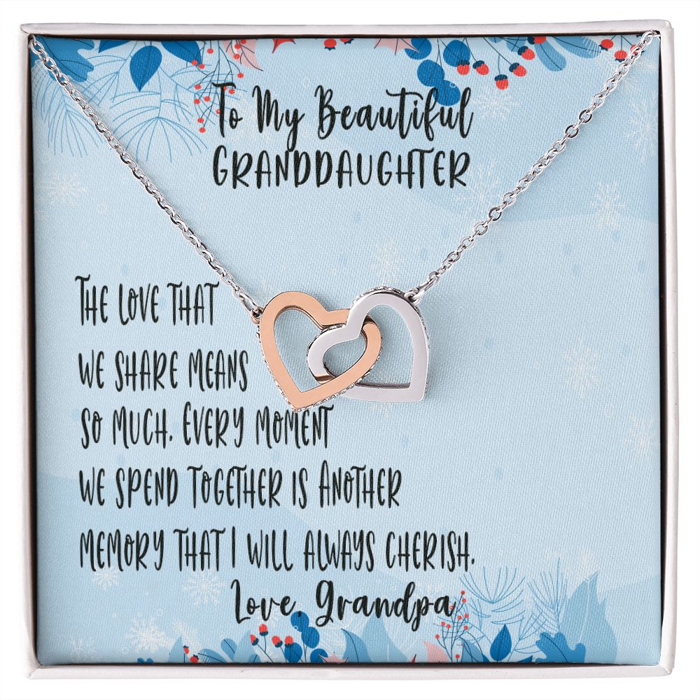 For My Beautiful Granddaughter at Christmas, The Love we Share, Two Hearts Granddaughter Necklace, Granddaughter Christmas Gift, Memorable Gift for Her