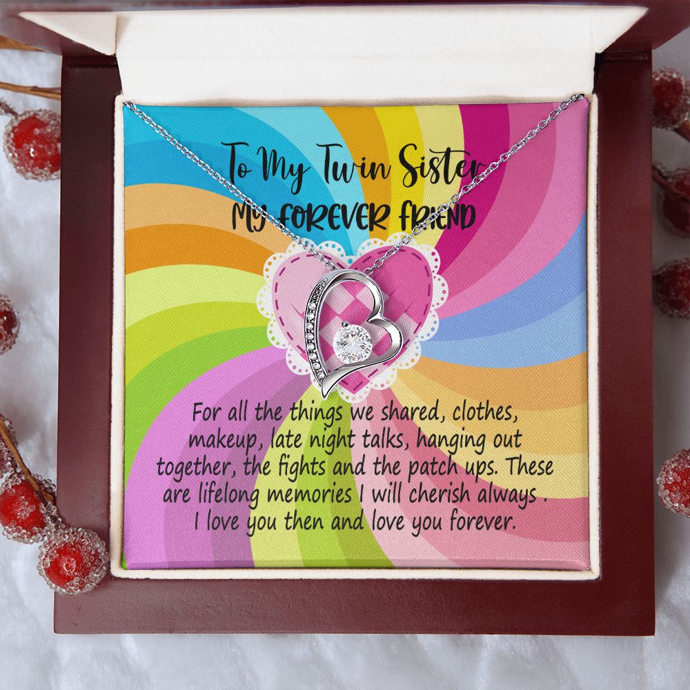 To My Twin Sister, I Love you Then and Love you Forever, Heart Necklace With Message Card, Birthday Gift, Meaningful Gift For Sister, Love From Sis.
