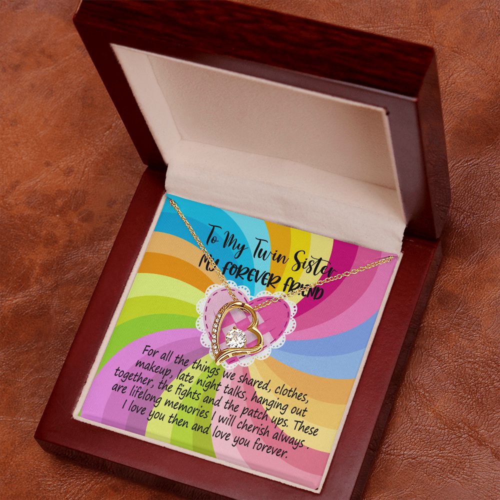 To My Twin Sister, I Love you Then and Love you Forever, Heart Necklace With Message Card, Birthday Gift, Meaningful Gift For Sister, Love From Sis.