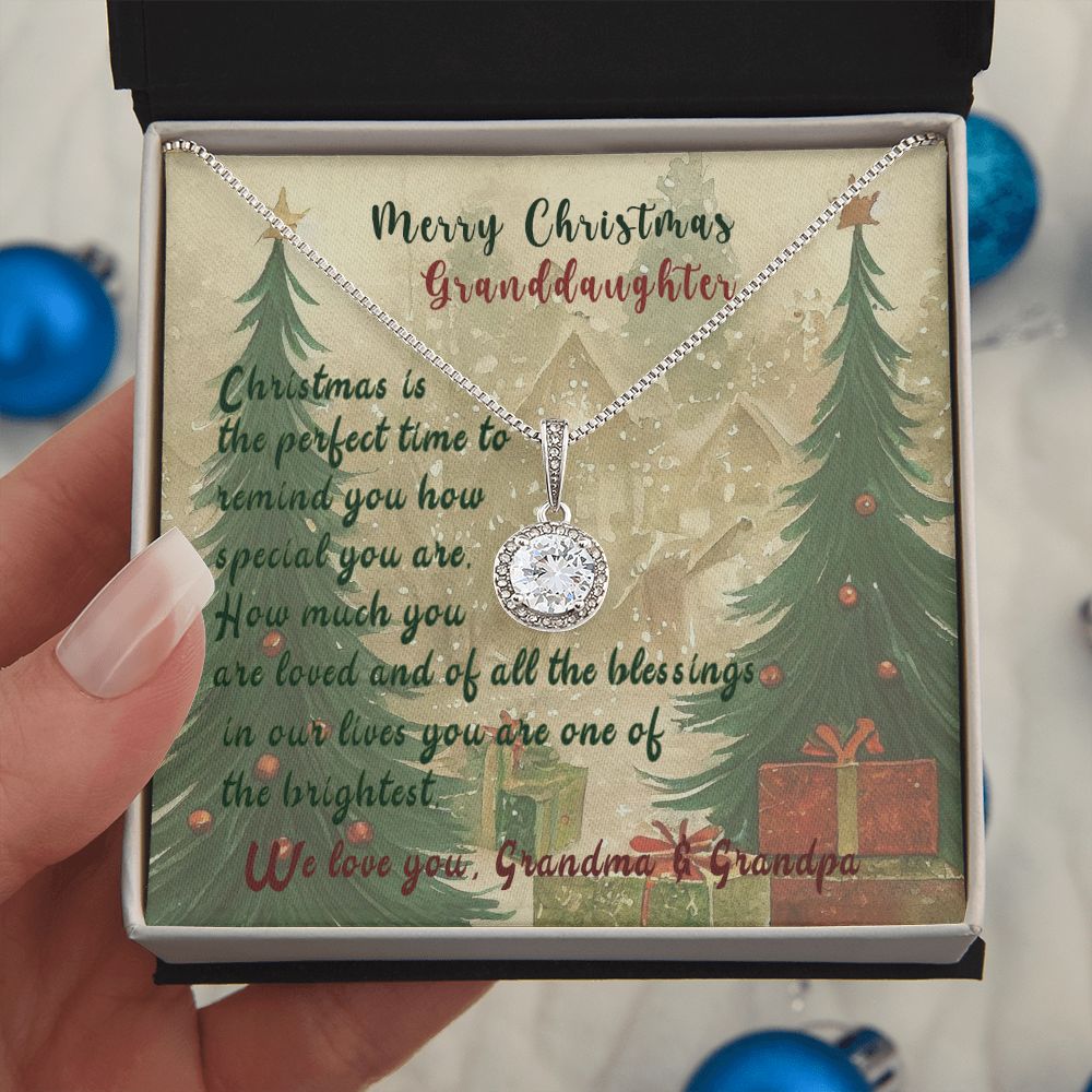 Merry Christmas Granddaughter, Grandma Grandpa To My Granddaughter, Christmas is the Perfect Time, Eternal Love Necklace