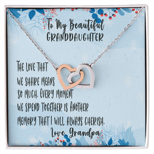 For My Beautiful Granddaughter at Christmas, The Love we Share, Two Hearts Granddaughter Necklace, Granddaughter Christmas Gift, Memorable Gift for Her