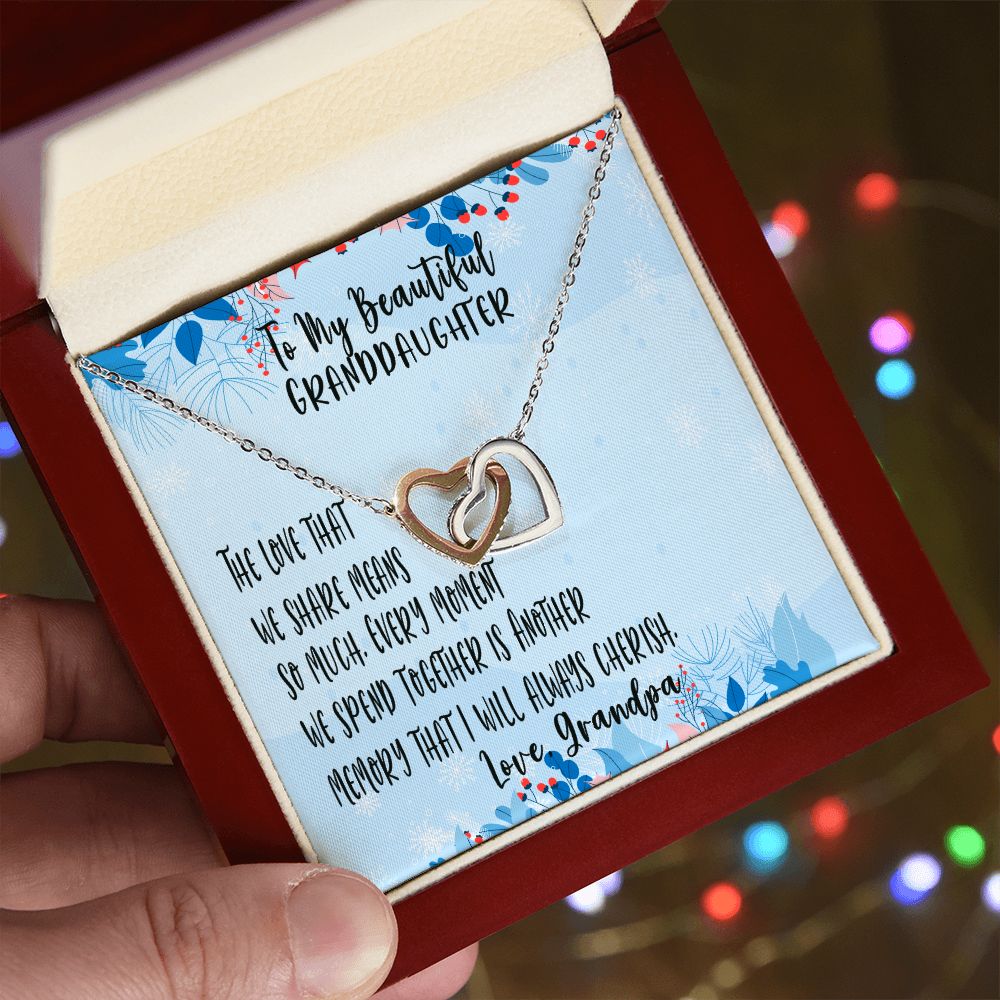 For My Beautiful Granddaughter at Christmas, The Love we Share, Two Hearts Granddaughter Necklace, Granddaughter Christmas Gift, Memorable Gift for Her