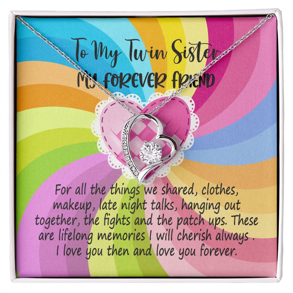 To My Twin Sister, I Love you Then and Love you Forever, Heart Necklace With Message Card, Birthday Gift, Meaningful Gift For Sister, Love From Sis.