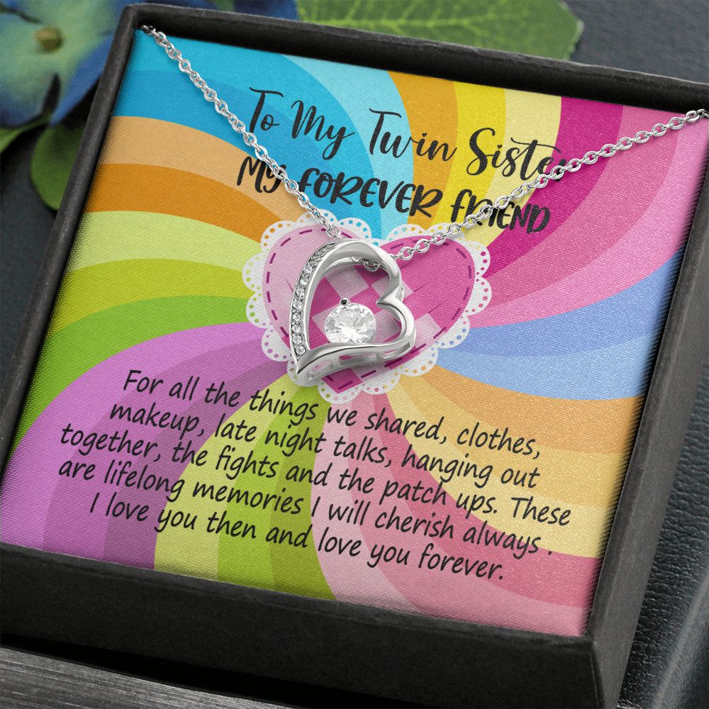 To My Twin Sister, I Love you Then and Love you Forever, Heart Necklace With Message Card, Birthday Gift, Meaningful Gift For Sister, Love From Sis.