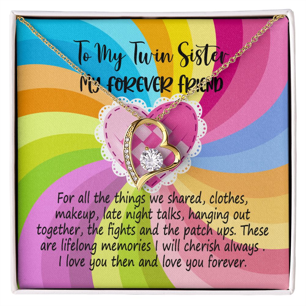 To My Twin Sister, I Love you Then and Love you Forever, Heart Necklace With Message Card, Birthday Gift, Meaningful Gift For Sister, Love From Sis.