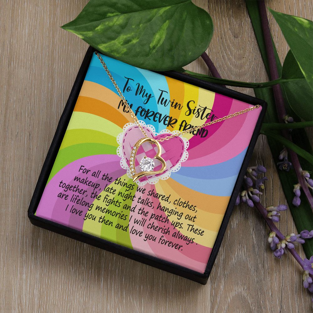 To My Twin Sister, I Love you Then and Love you Forever, Heart Necklace With Message Card, Birthday Gift, Meaningful Gift For Sister, Love From Sis.